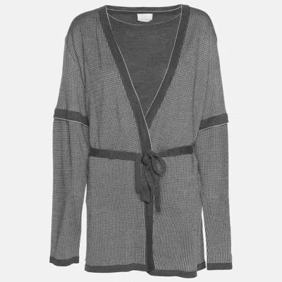 Marina Rinaldi Metallic Grey Jersey Cardigan Set In Multi