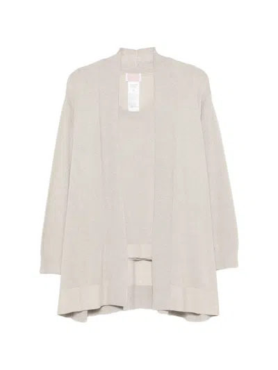 Marina Rinaldi Metallic-effect Knitted Cardigan In Gray