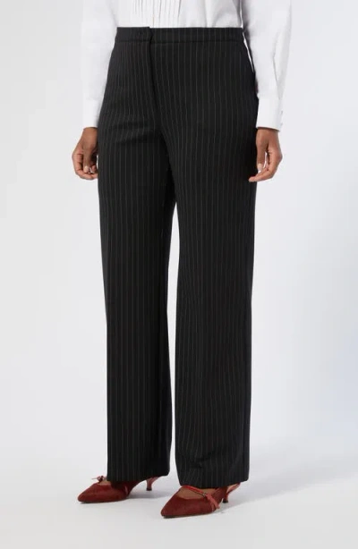 Marina Rinaldi Michela Pinstripe Stretch Jersey Pants In Black
