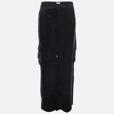 Marina Rinaldi Midnight Blue Cupro Combat Trousers In Black