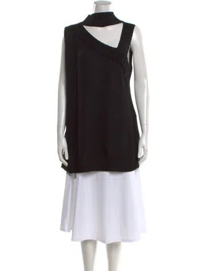 Pre-owned Marina Rinaldi Mock Neck Sleeveless Top In Black