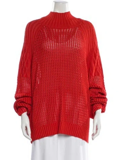 Pre-owned Marina Rinaldi Mock Neck Sweater In Orange