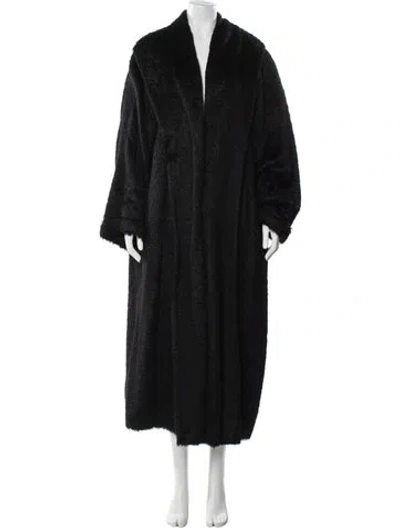 Pre-owned Marina Rinaldi Mohair Faux Fur Coat In Black