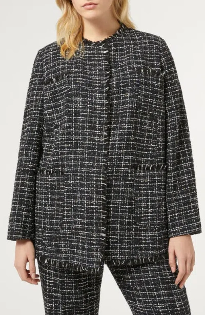 Marina Rinaldi Bouclé Open-front Blazer In Black