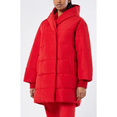 Marina Rinaldi Morris Quilted Hooded Puffer Coat In Red