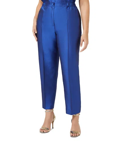 Marina Rinaldi Mrnigeria Silk Shantung Cigarette Pants In Blue