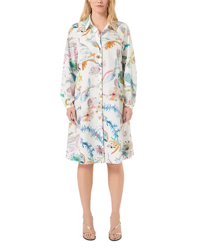 Marina Rinaldi Cotton Printed Midi Shirt Dress In Multi