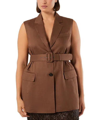 Marina Rinaldi Mrnorli Cocoa Sleeveless Blazer In Brown