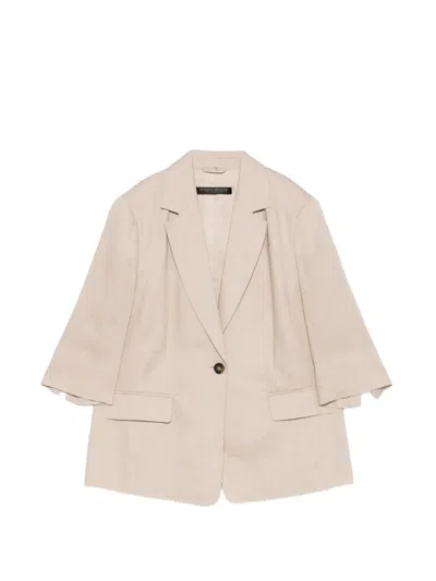 Marina Rinaldi Mrnsabadel Buttoned Blazer In Neutral