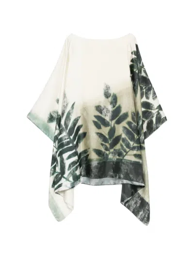 Marina Rinaldi Mrnvisiera Floral-print Silk Top In Neutral