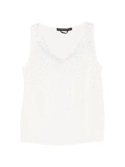 Marina Rinaldi Mrpascia Embellished V-neck Top In White