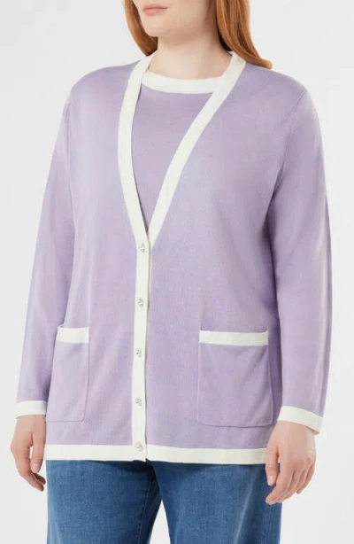 Marina Rinaldi Mrs. Ottimo Silk & Cashmere Cardigan In Purple