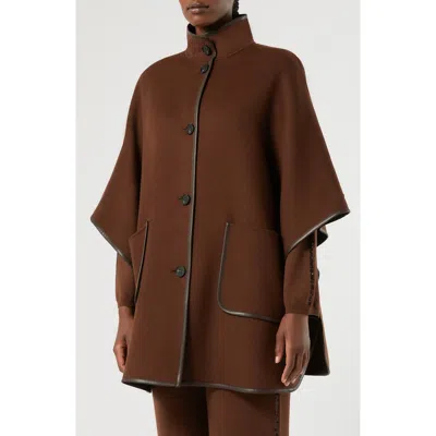 Marina Rinaldi Mrsbaita Virgin Wool Cape In Brown