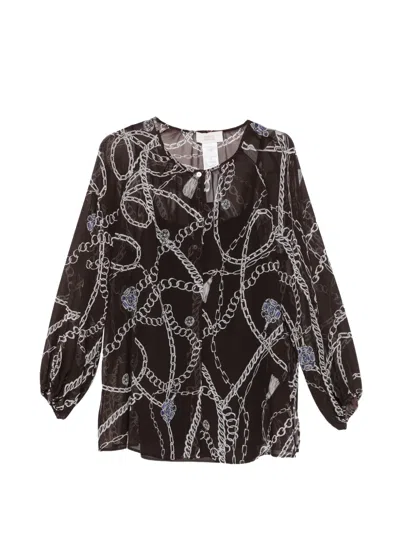 Marina Rinaldi Mrsbautta Chain-print Sheer-finish Shirt In Brown
