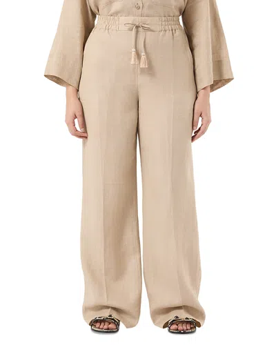 Marina Rinaldi Mrscomma Linen Pants In Neutral