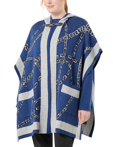 Marina Rinaldi Mrsquota Wool Cashmere Poncho In Blue