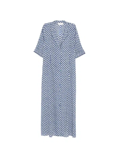 Marina Rinaldi Mrsranch Geometric-print Maxi Dress In Blue