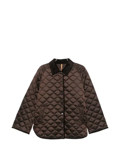 Marina Rinaldi Mrssasia Quilted Corduroy-collar Jacket In Brown