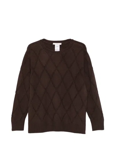 Marina Rinaldi Mrstritone Diamond-pointelle Sweater In Brown