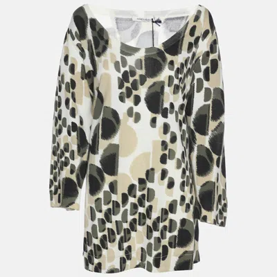 Pre-owned Marina Rinaldi Multicolor Jersey Neck Scoop 3/4 Sleeve Sweater L