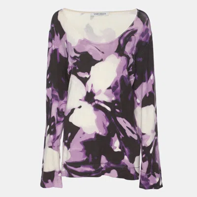 Marina Rinaldi Multicolor Printed Silk Sweater In Purple