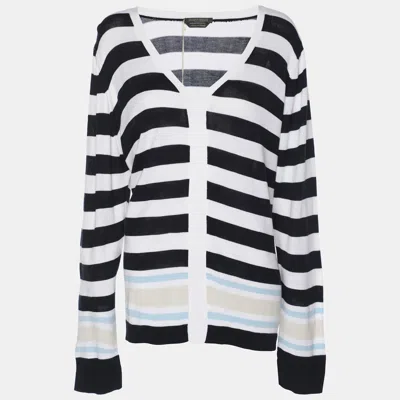 Marina Rinaldi Multicolor Stripe Knit Fabric Sweatshirt In Blue