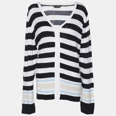 Pre-owned Marina Rinaldi Multicolor Stripe Knit Fabric Sweatshirt L
