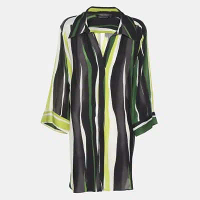 Pre-owned Marina Rinaldi Multicolor Stripe Silk Shirt L