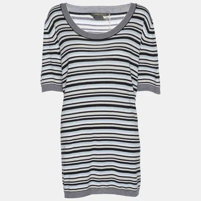 Pre-owned Marina Rinaldi Multicolor Stripe Stretch Knit Top L