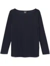 MARINA RINALDI NAVY BLUE CREW-NECK ERCOLE T-SHIRT