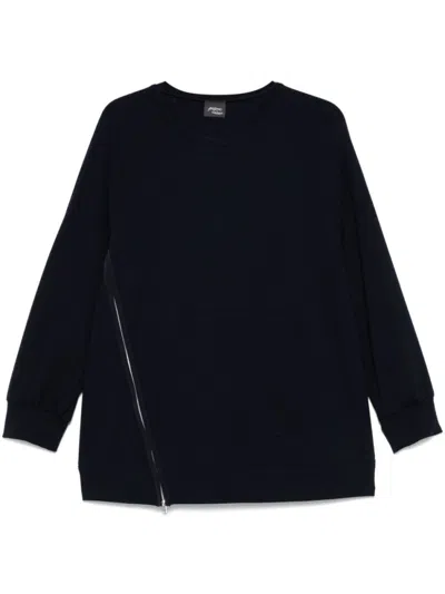 Marina Rinaldi Navy Blue Rabat Crew-neck Sweatshirt