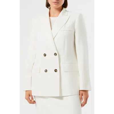 Marina Rinaldi Nebbia Double Breasted Linen Jacket In White