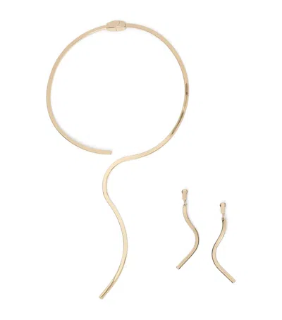 Marina Rinaldi Necklace And Clip-on Earring Set In Gold