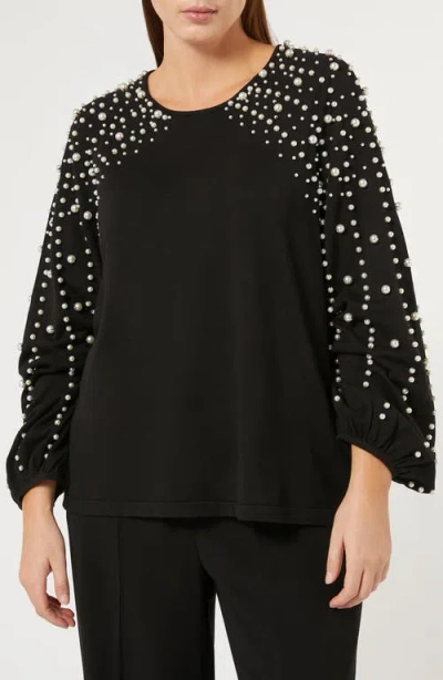 MARINA RINALDI MARINA RINALDI NELSON IMITATION PEARL EMBELLISHED BRACELET SLEEVE SWEATER