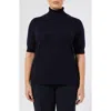 Marina Rinaldi Nepal Turtleneck Short Sleeve Cashmere Sweater In Blue