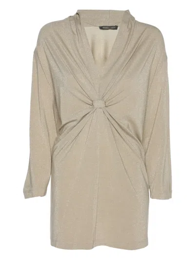 Pre-owned Marina Rinaldi Metallic Knot-detail Shirt In Neutral