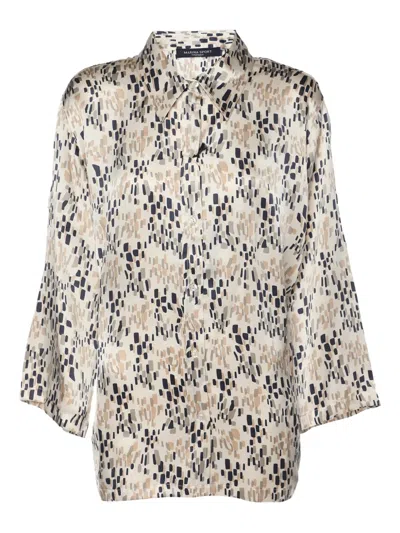 Pre-owned Marina Rinaldi Printed Silk Shirt In Neutral