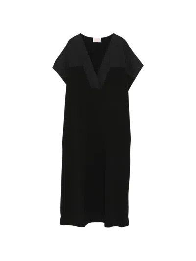 Marina Rinaldi Nnwalga V-neck Panel Midi Dress In Black