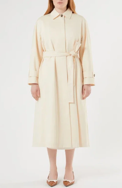 Marina Rinaldi Noblo Water Repellent Cotton Gabardine Trench Coat In White