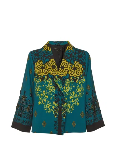 Pre-owned Marina Rinaldi Notched-lapel Blazer In Green