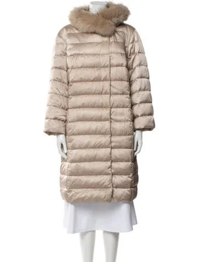 Pre-owned Marina Rinaldi Nylon Faux Fur Coat In Neutral