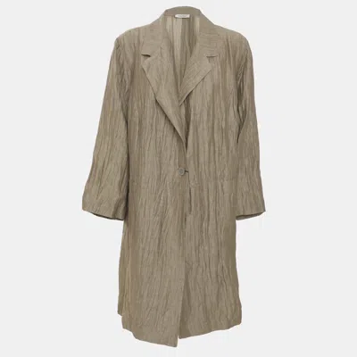 Pre-owned Marina Rinaldi Olive Green Linen Blend Long Cardigan L