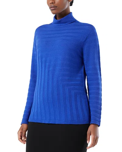 Marina Rinaldi Onde Virgin Wool Turtleneck Sweater In Blue
