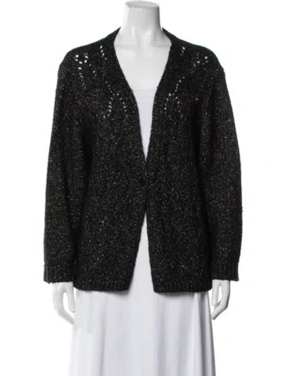 Pre-owned Marina Rinaldi Open Front Sweater In Black