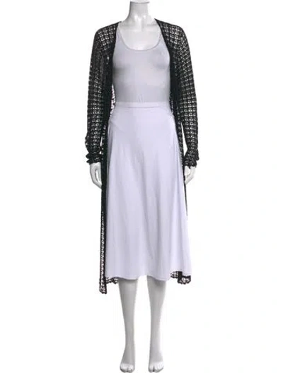 Pre-owned Marina Rinaldi Open Front Sweater In Black/white