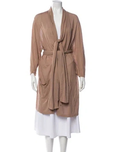 Pre-owned Marina Rinaldi Open Front Sweater In Brown