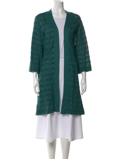 Pre-owned Marina Rinaldi Open Front Sweater In Green