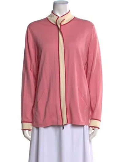 Pre-owned Marina Rinaldi Open Front Sweater In Pink