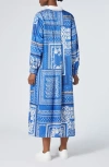 Marina Rinaldi Osanna Print Long Sleeve Maxi Shirtdress In Light Blue