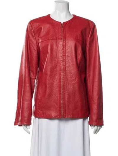 Pre-owned Marina Rinaldi Ostrich Jacket In Red
